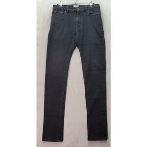 Pull&Bear Jeans Men Size 40 Black Denim Super Skinny Mid Rise Pockets Flat Front